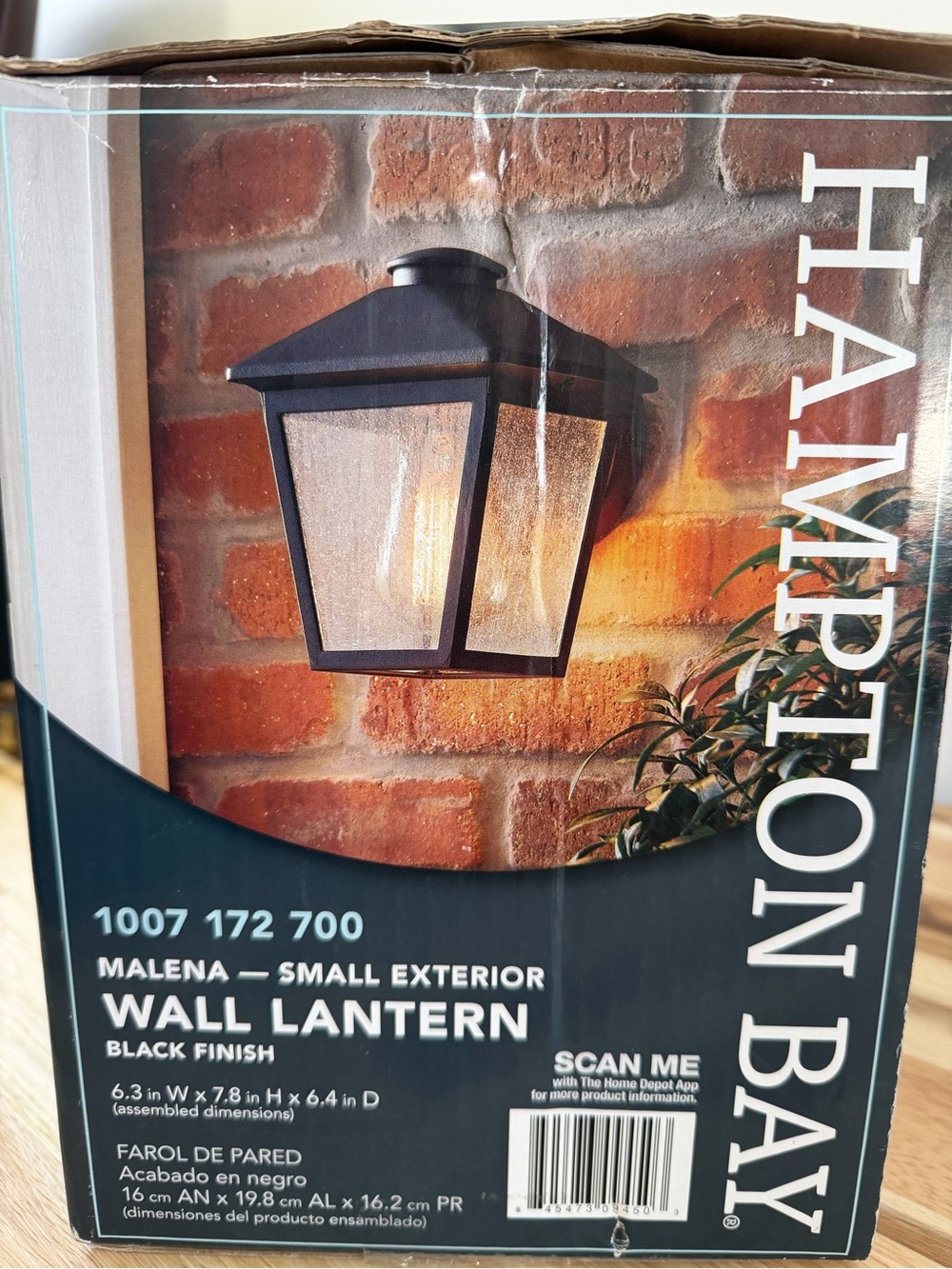 New Hampton Bay Malena Small Exterior Wall Lantern - Black
